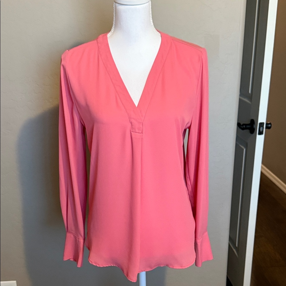 Ann Taylor Pink V-Neck Blouse